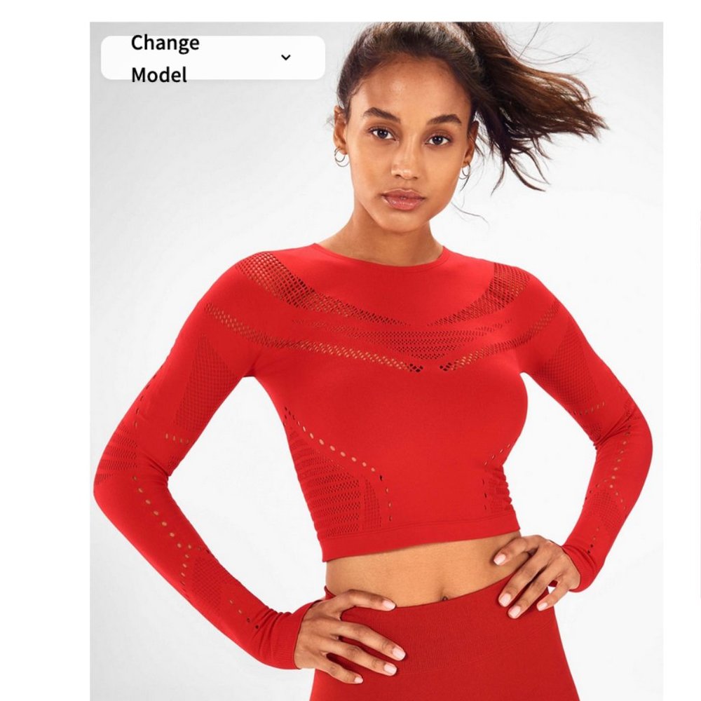 Fabletics Long Sleeve Red Crop Top S